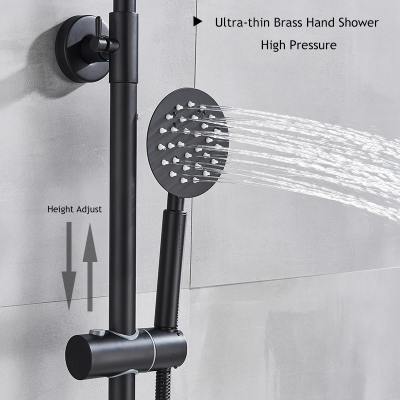 Матовый черный Термостатический смеситель для душа ультратонкая насадка в