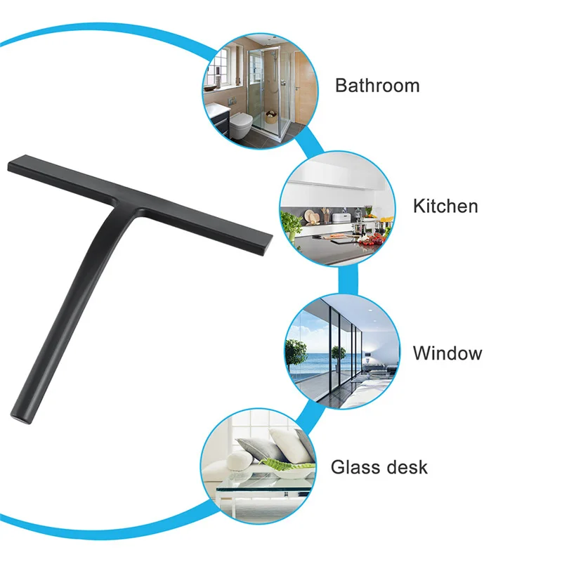 

Shower Squeegee Window Glass Wiper Scraper Cleaner Silicone Blade Holder Hook