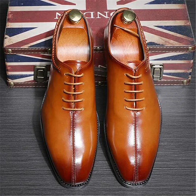 Мужские деловые модельные туфли из натуральной кожи модные элегантные