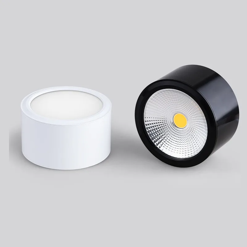 Luces LED descendentes regulables COB, 6W, 10W, 14W, 20W, lámpara de punto para techo, AC85-265V, lámpara de pared LED, iluminación interior, blanco y negro