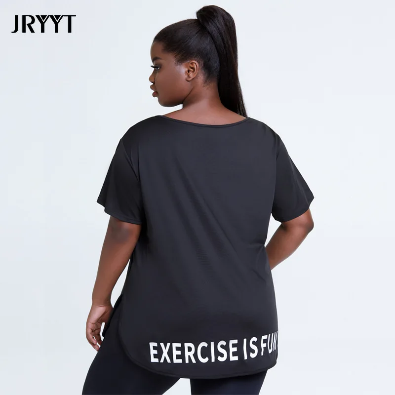 

JRYYT Loose-fitting Sports T-shirt Women Plus Size Running Yoga Tops Summer Short-sleeved Workout Shirt Female Fitness Clothes