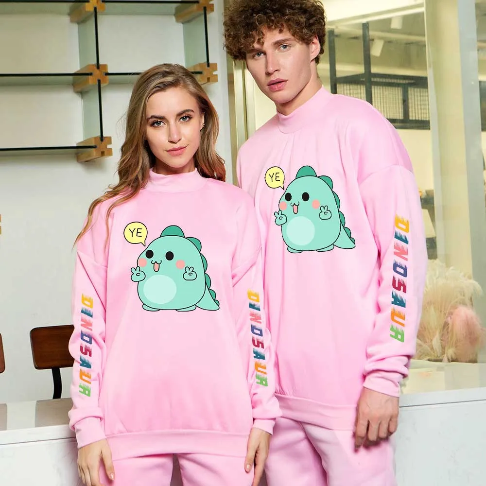 

2021 Cute DINDSAUR Sweatshirt O-neck Unisex Tracksuit men/Women Long Sleeve Casual Sweatshirts New Anime Clothes