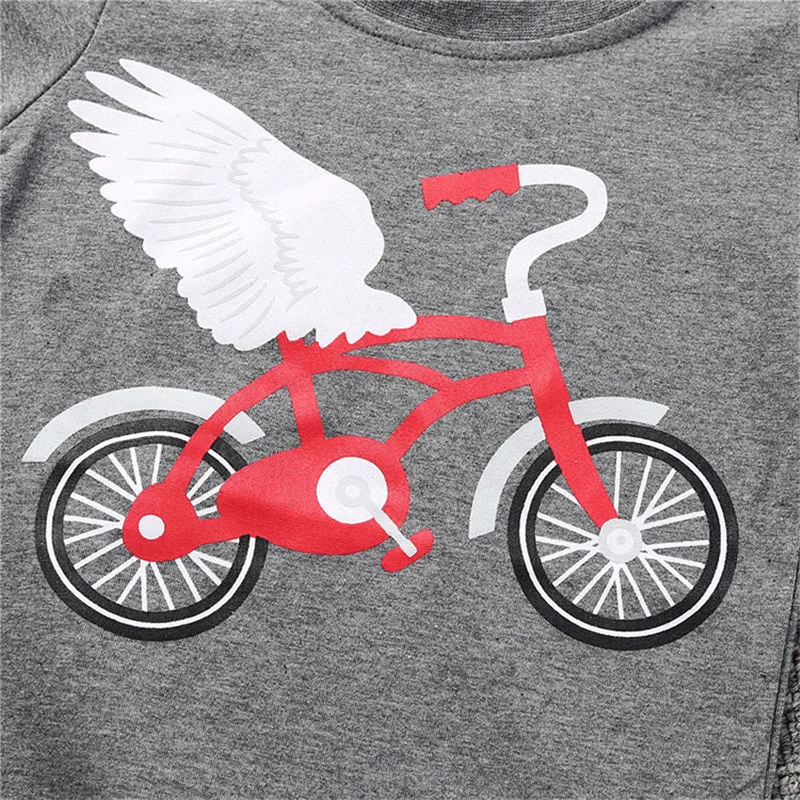 2020 хлопковая одежда для новорожденных футболка с мультяшным принтом серые