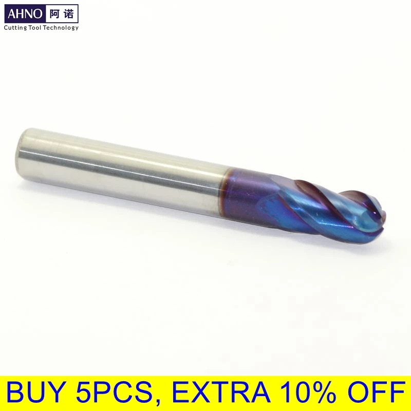 Шаровые фрезы из карбида вольфрама AHNO с 4 лезвиями обработка ЧПУ для нержавеющей