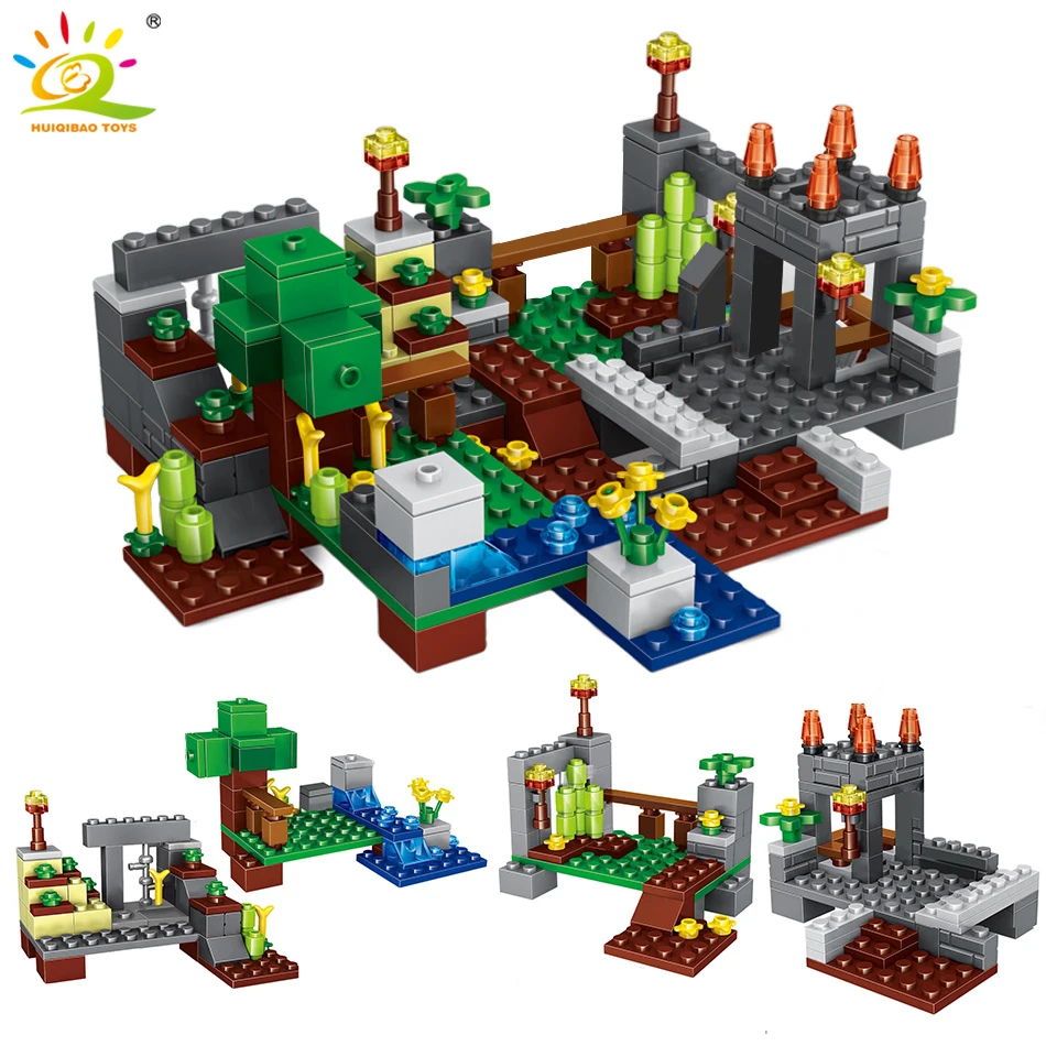 HUIQIBAO 284 шт город мой мир строительные блоки режим Шахта Стив 4 фигурки кирпичи