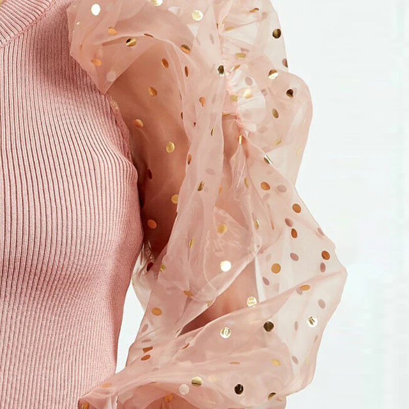 Женский Тонкий Топ в рубчик с металлическими буффами на пятнах повседневные