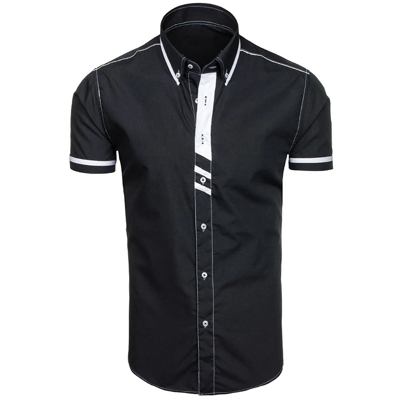 Zogaa 2019 летние мужские рубашки контрастного цвета с коротким рукавом Повседневная