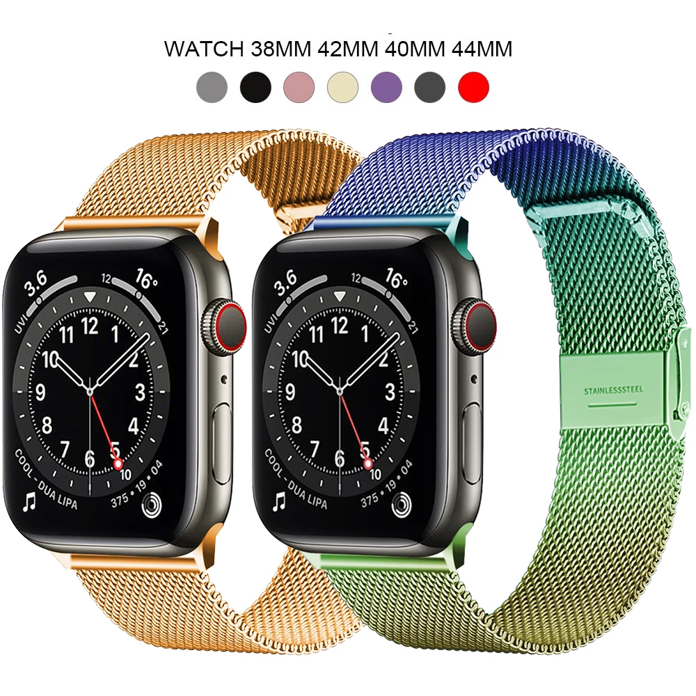 

Band For Apple Watch Series 1 2 3 4 5 6 Se 42mm 38mm Strap for iwatch Watch Band 40mm 44mm Milanese Stainless Steel Bracelet