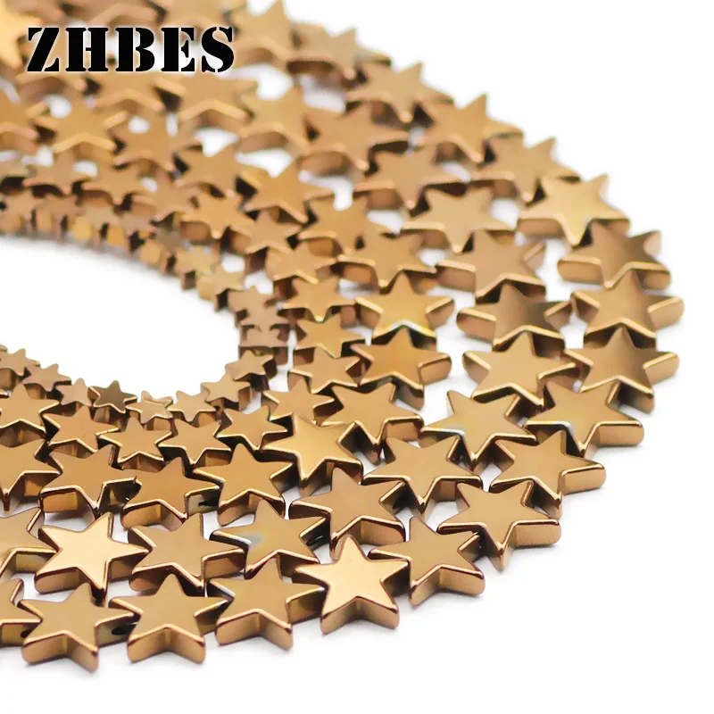 

ZHBES Natural Stone Copper Five-Pointed Star Hematite Spacer 4/6/8/10mm Loose Beads For DIY Jewelry Making Bracelets Findings