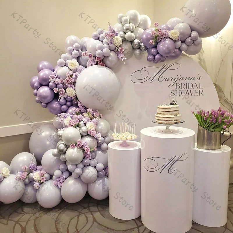 

163pcs Doubled Macaron Purple Balloon Garland Wedding Decoration Grey Ballon Baby Shower Gender Reveal Birthday Party Decor