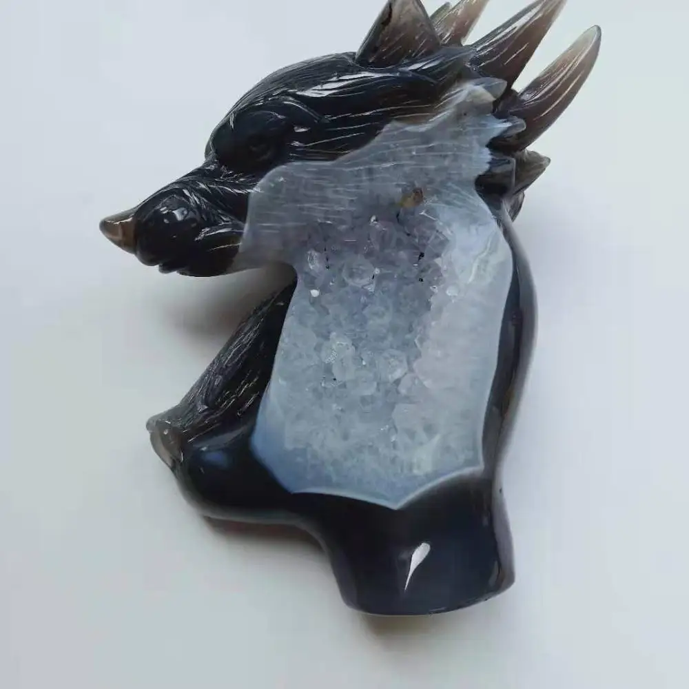 Agate Geode Высокое качество 18 см Агат геодный волк форма Кристалл реалистичные милые животные ручная полировка для подарка и домашнего декора WYQ - Цвет: Agate Geode