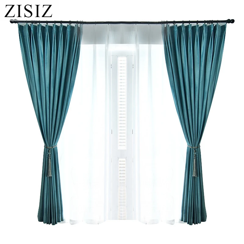 ZISIZ затемненная занавеска s для гостиной высокая затеняющая Роскошная бархатная
