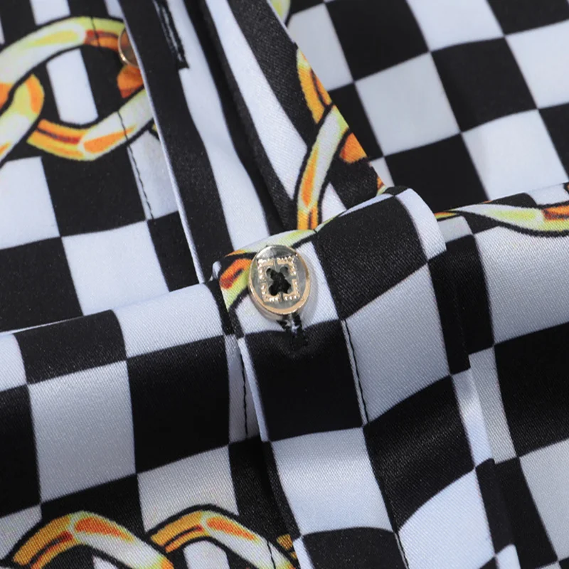 

2021 Men's Clothing Fancy Long Sleeve Luxury Palace Baroque Crown Print Slim Fit Casual Camisa Hawaiian Shirt