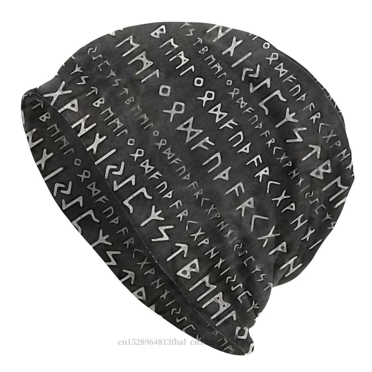 Vikings Fashion Beanie Hats Elder Futhark Pattern Wooden Skullies Beanies Hat Bonnet Hipster Caps Men Women's Earmuffs