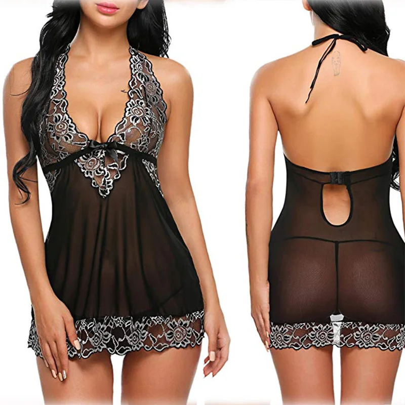 Лидер продаж Женская кружевная сорочка с открытой спиной большие размеры