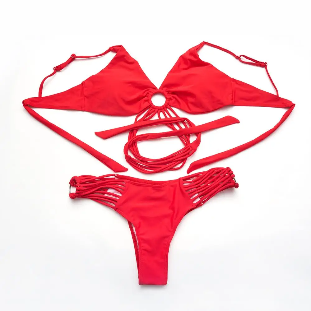 

2021 Spring New Women Swimsuit Split Solid Color Bikini European And American Fashion Sexy Beachwear 82% Nylon And 18% Spandex