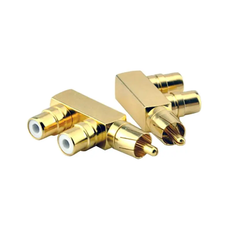 

P82F 1PC Gold Plated Copper 1 RCA Male to 2 RCA Female AV Audio Video Adapter Plug Splitter Converter Connector
