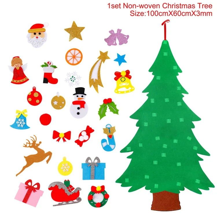 Christmas tree FENGRISE, Рождественский календарь, подвесной, фетровый, Рождественский календарь обратного отсчета, рождественские украшения для дома, счастливый год, декор - Цвет: Christmas tree