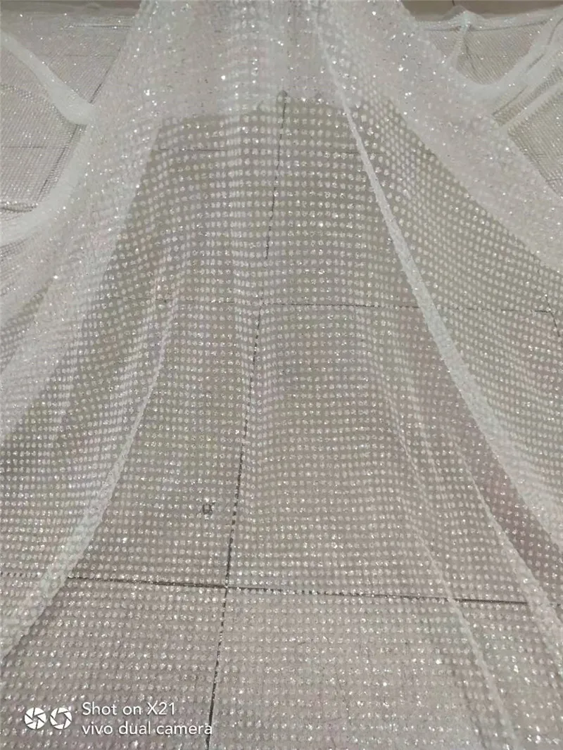 Современный дизайн французский чистая кружевная ткань клееный блеск белый