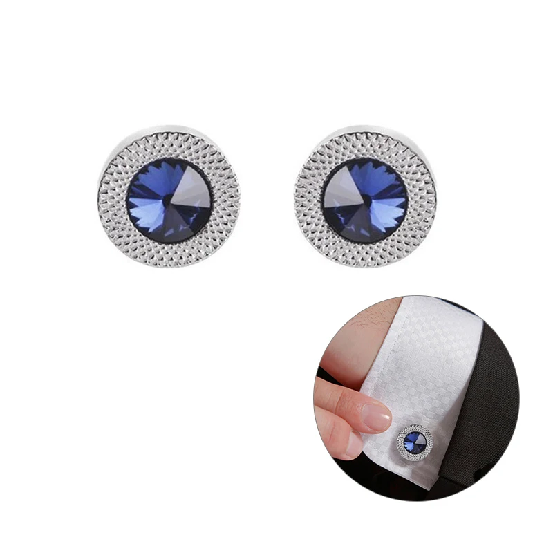 

1pair Cufflinks Crystal Cufflinks Fashion Women Blue White Man Shirt Cufflinks Cuff Links Shirt Button Charm Jewelry