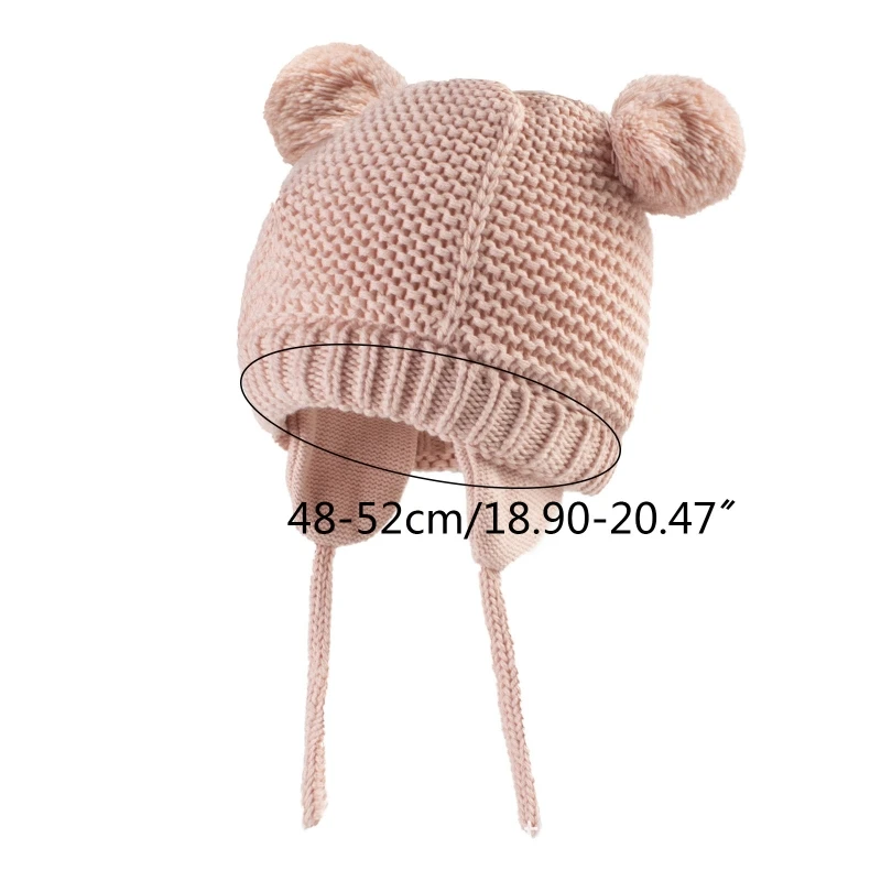 

Toddler Baby Children Cute Beanie Winter Warm Solid Color Knitted Hat Earflap