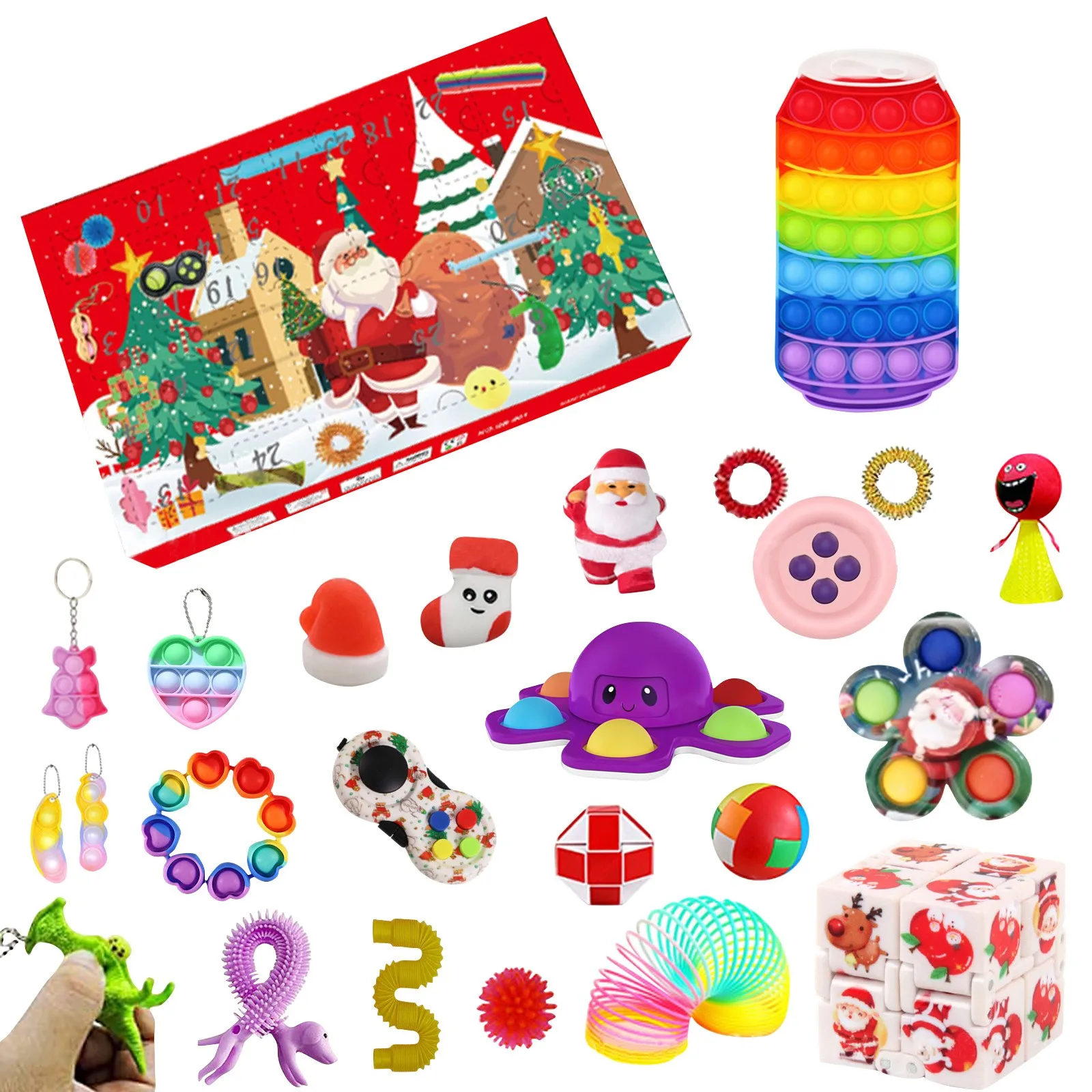 

Рождественская силиконовая пузырьковая игрушка-антистресс, сенсорная игрушка, Настольная головоломка для декомпрессии, детская игрушка д...