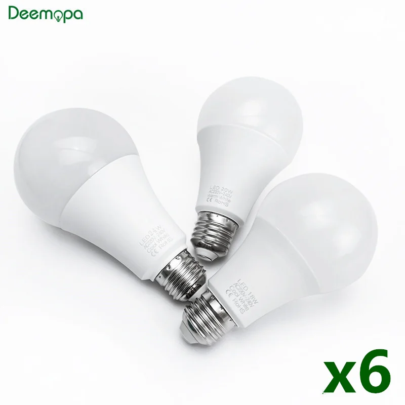 

6pcs/lot LED Bulb E27 E14 3W 6W 9W 12W 15W 18W 20W 24W Lampada LED Light AC220V Bombilla Spotlight Lighting Cold/Warm White Lamp