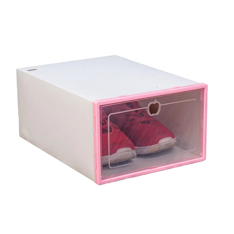 pink 6 шт./компл. утолщенной Шлепанцы прозрачный ящик чехол Пластиковые обувные коробки стекируемые складная коробка для хранения Коробка органайзер для хранения обуви - Цвет: pink