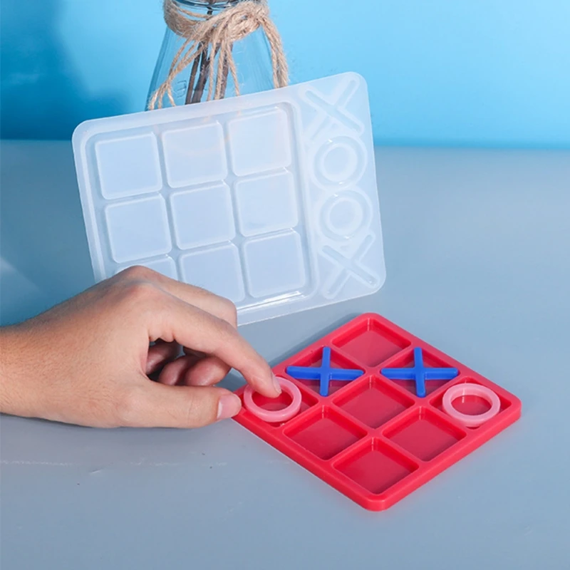 

Crystal Epoxy Resin Mold Funny Game Tic-Tac-Toe Cabochons OX Board Casting Silicone Mould DIY Crafts Making Tool