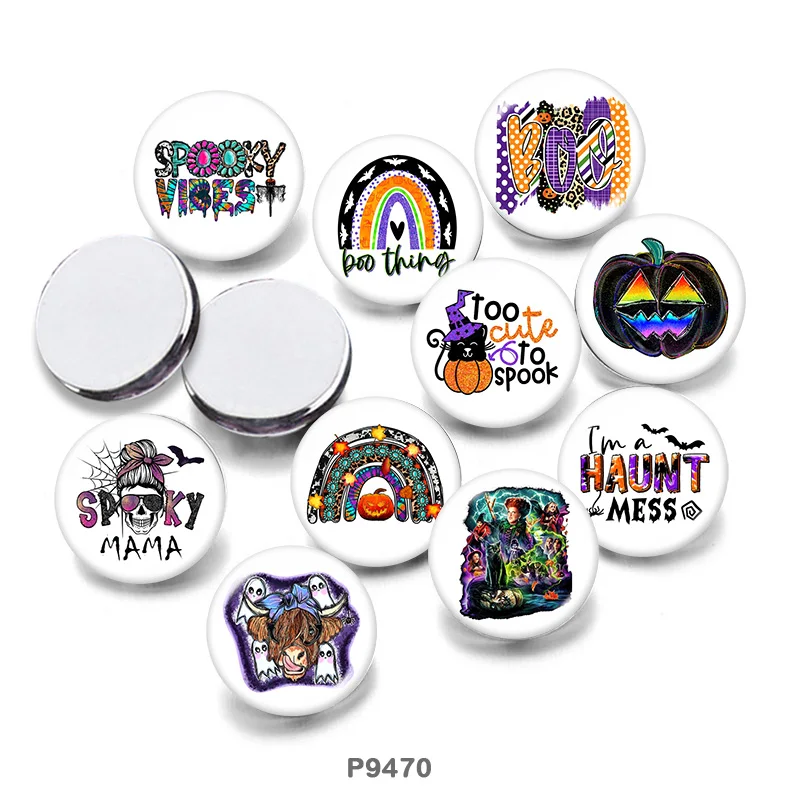 

holiday Halloween 12mm/18mm/20mm/25mm/30mm Round Glass Cabochon Flat Back Making Findings P9470