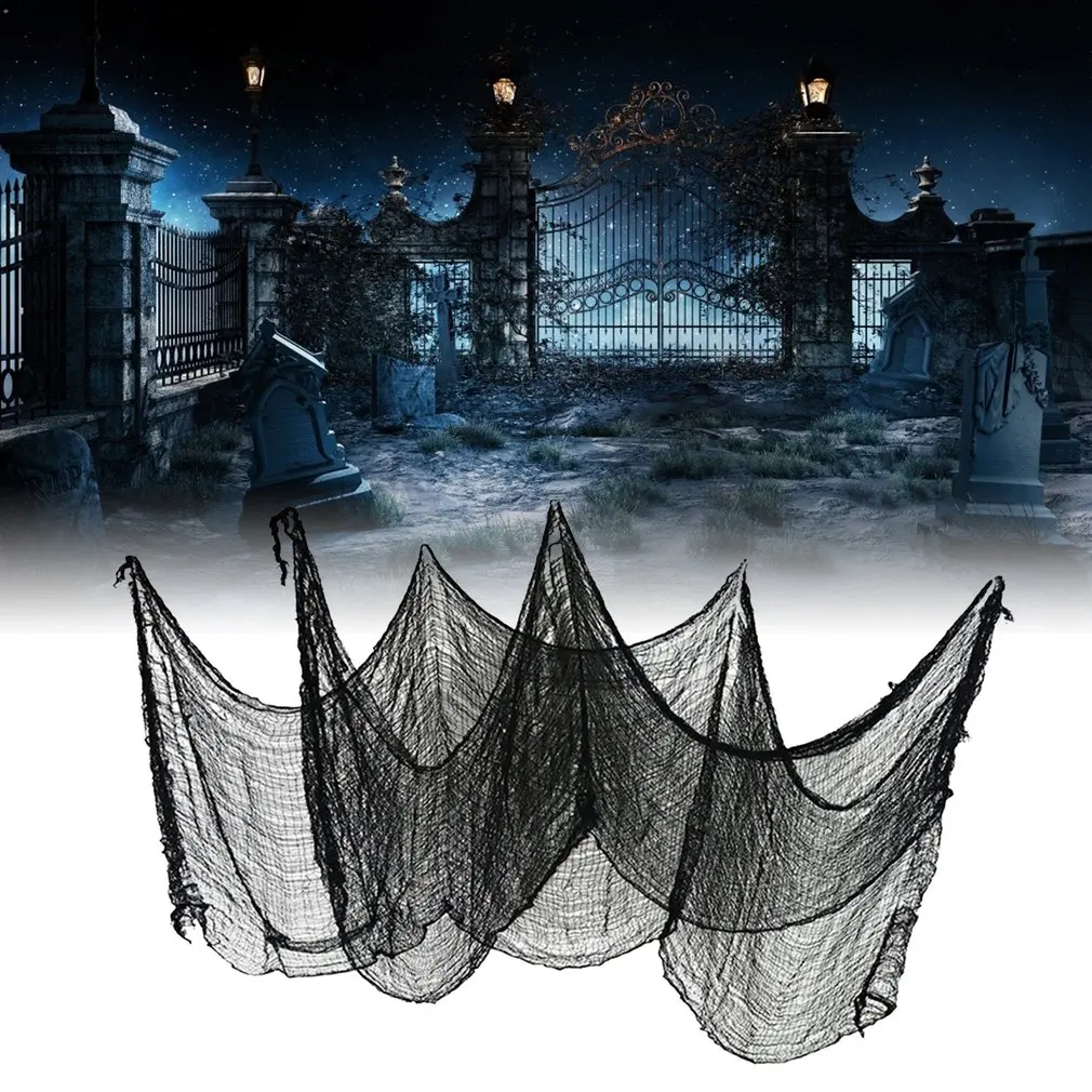 Halloween Creepy Gauze Large Grid Yarn Cloth Door House Decor Gothic Props Party Decoration For Home Decals Hot Sale | Дом и сад