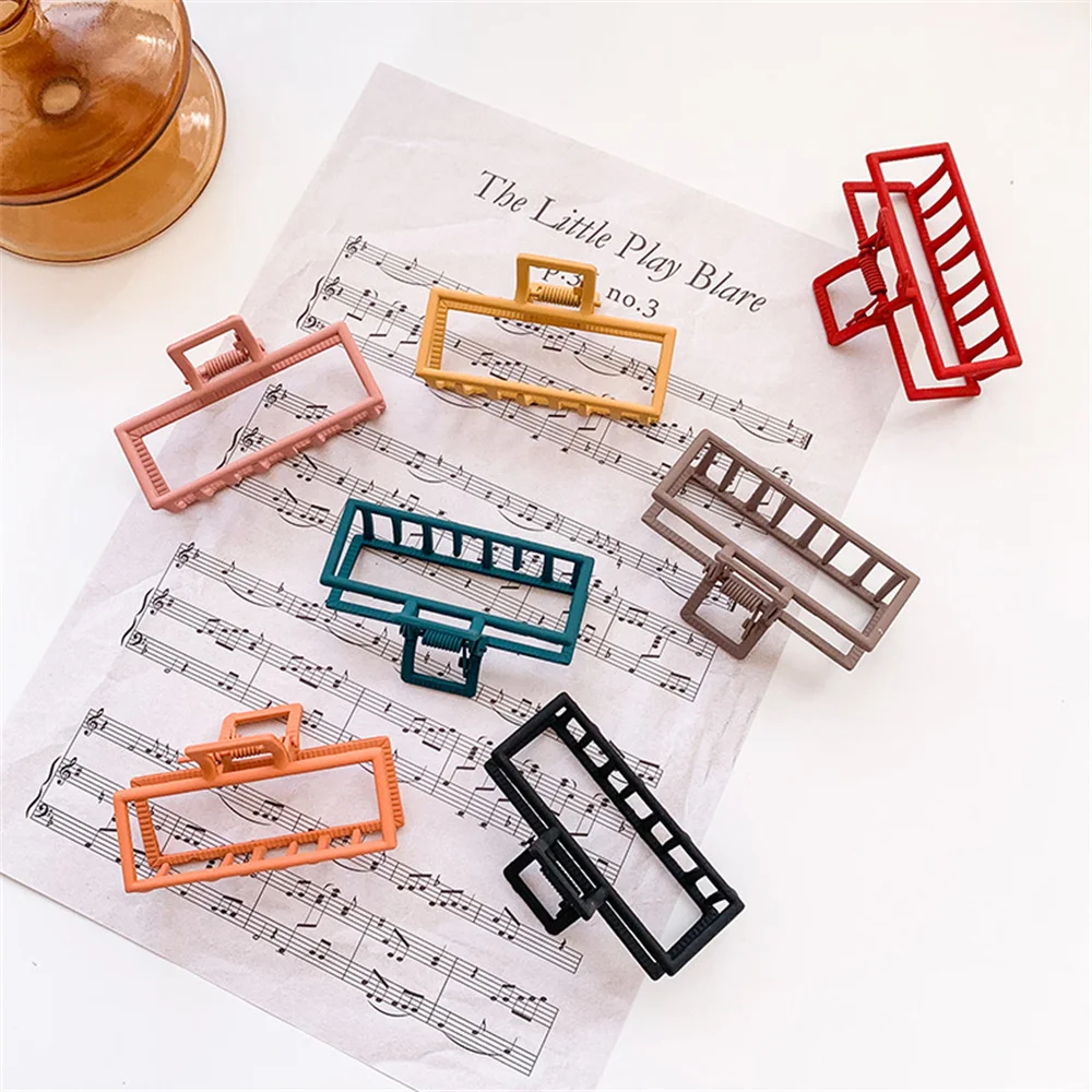 

2021 New Arrival Solid Color Hair Crab Geometric Hair Claw Size Square Clips Large Size Hairpin Retro Air Accessories