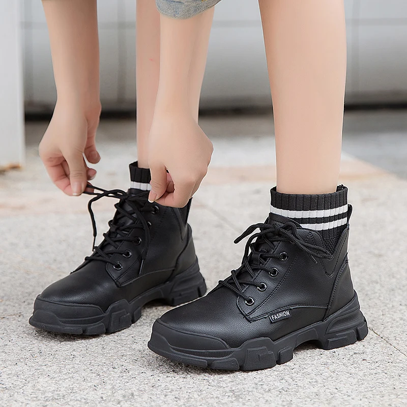 Женские ботинки с бархатной подкладкой маленькие повседневные туфли-носки