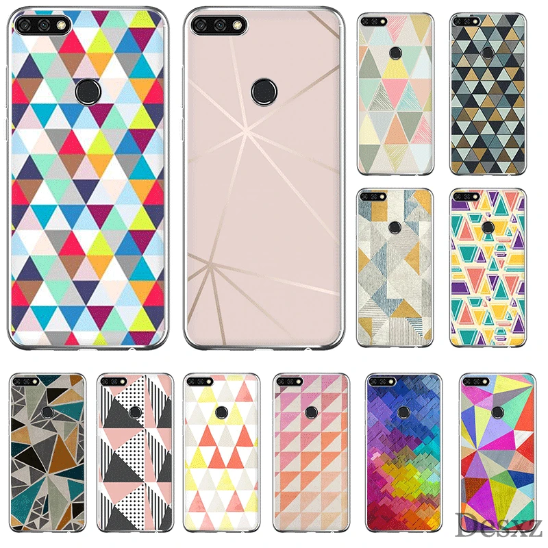 Чехол для мобильного телефона из ТПУ huawei Honor 7A 7C 7X 6A 8 8X 8C 9 9X View 20 Note 10 Lite Cover clulur triangle