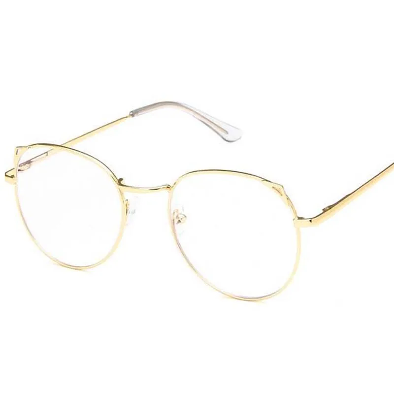 gold frame Металлические кошачьи уши, близорукость, очки для женщин и мужчин, круглые близорукие, прозрачные очки-1-1,5-2-2,5-3-3,5-4-4,5-5-6 - Цвет оправы: gold frame