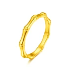 Женское кольцо бамбуковой формы, твердое кольцо из 24-каратного желтого золота, размер 5-9, лучший подарок для безопасности