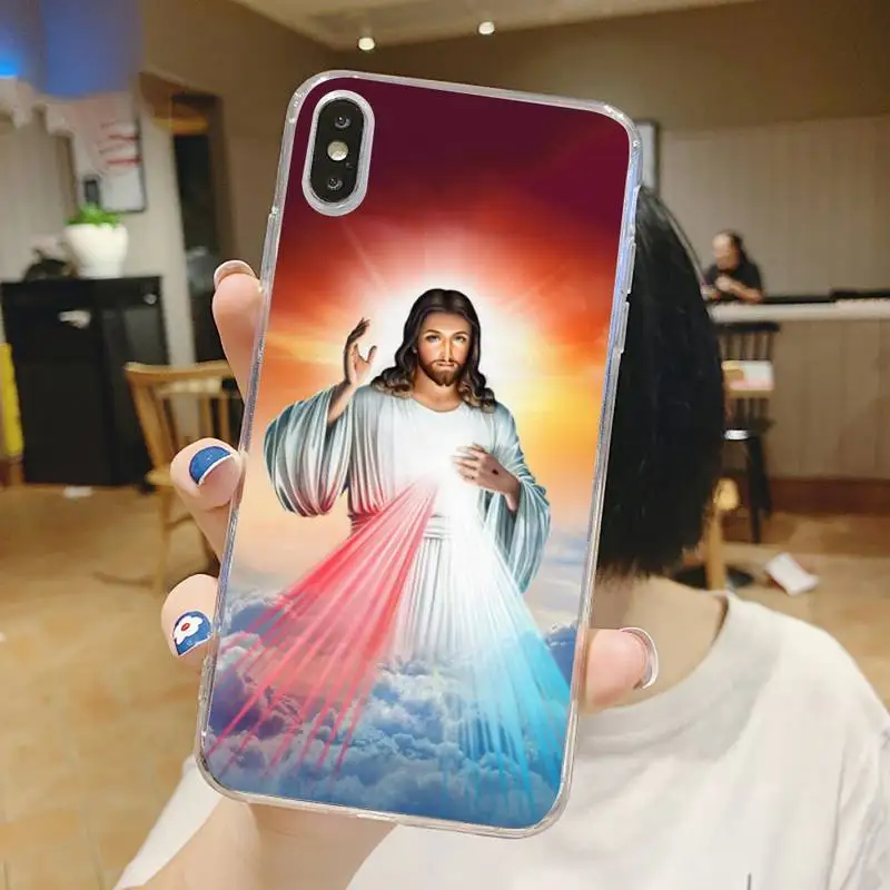 

Divine Mercy Jesus Cross Custom Phone Case Transparent soft For iphone 5 6 7 8 11 12 s c se plus mini x xs xr pro max shell