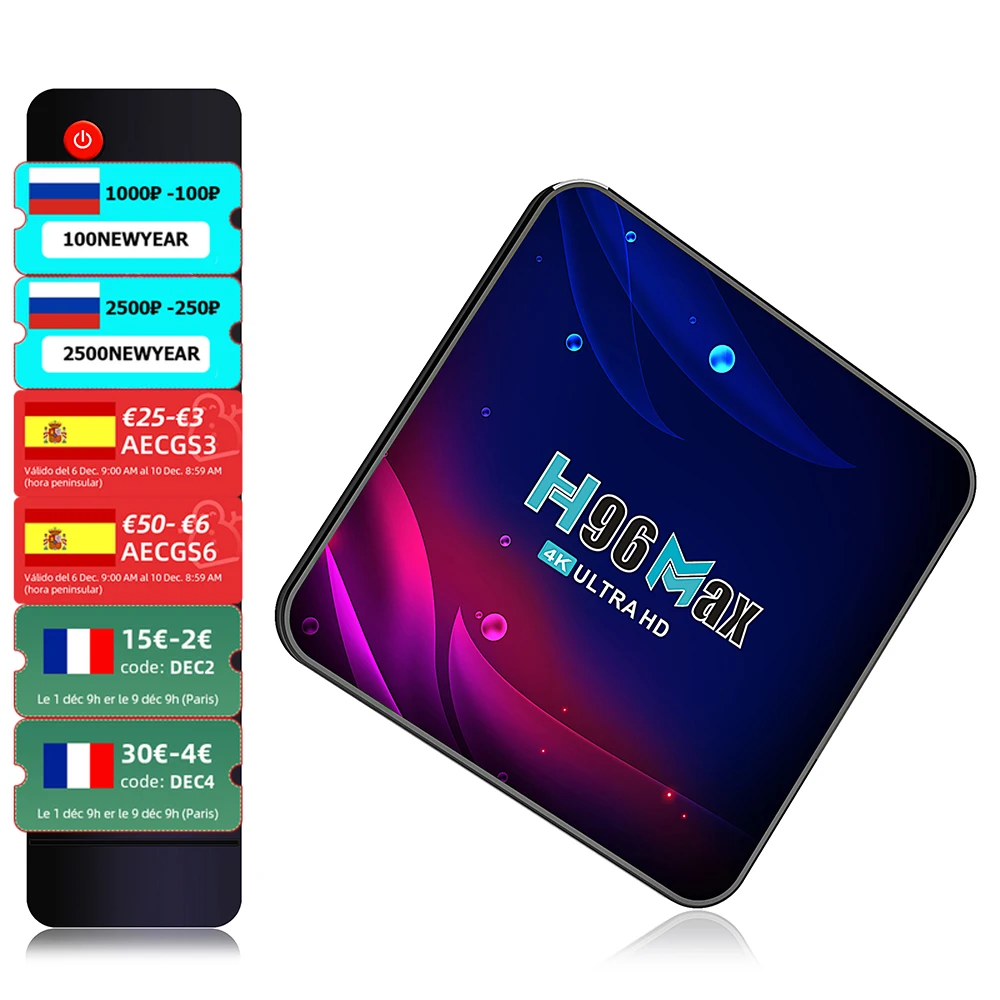 

ТВ-приставка H96 Max Android 11, HDR, USB, 4 + 64 ГБ, Bluetooth 4,0, 4K, 2,4 ГГц