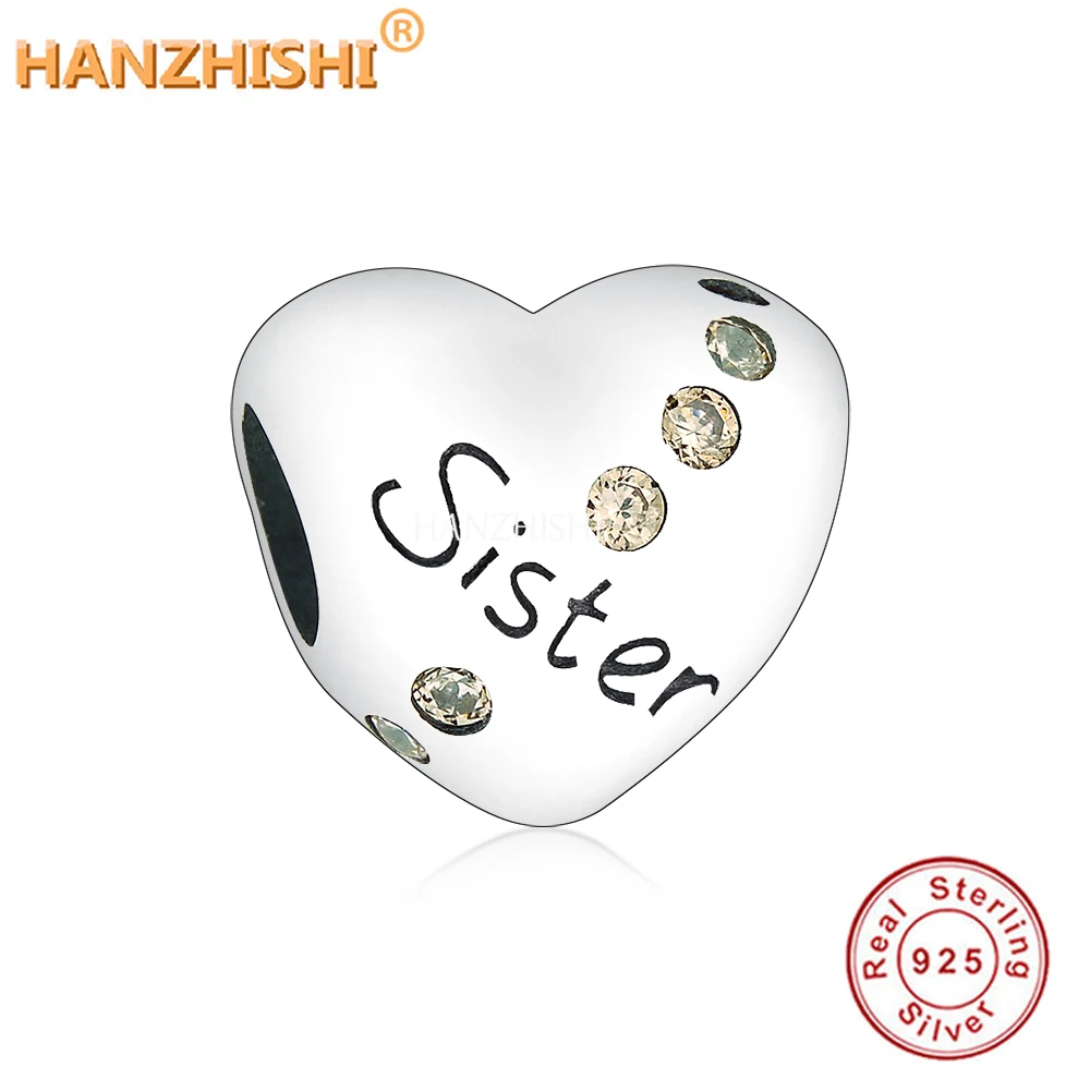 

2021 Лидер продаж Модные 925 стерлингового серебра сестры стерлингового серебра в форме сердца бусы, очаровательные, подходят к оригиналу Pandora,...