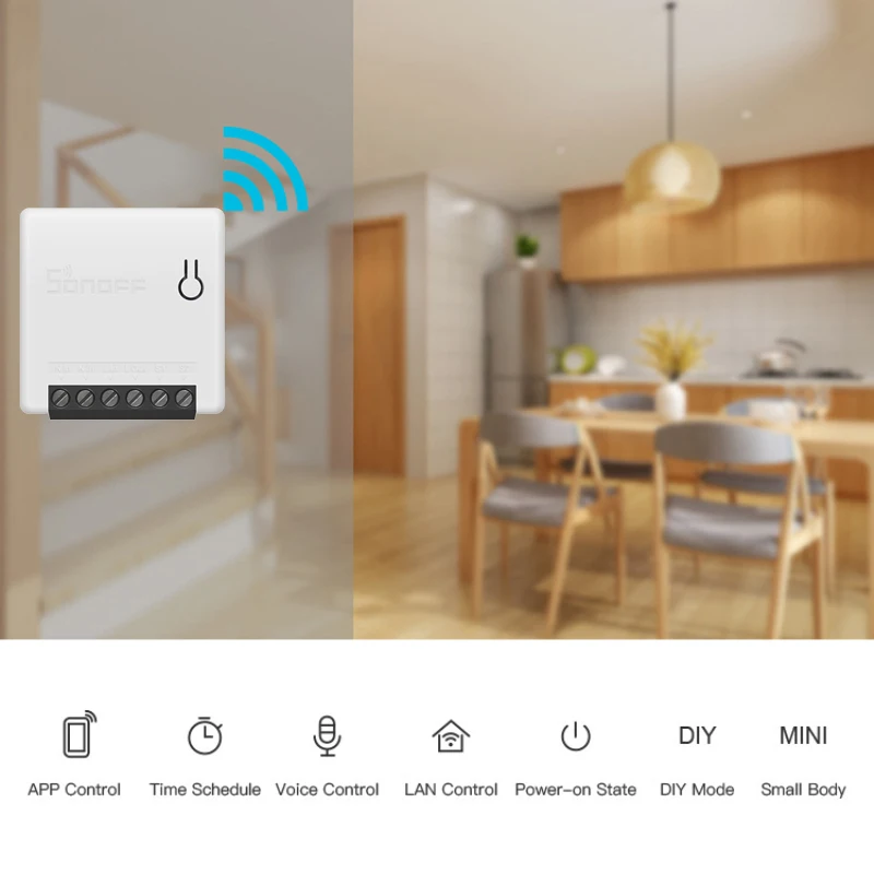 Мини-переключатель SONOFF с Wi-Fi двухсторонний умный переключатель маленький корпус