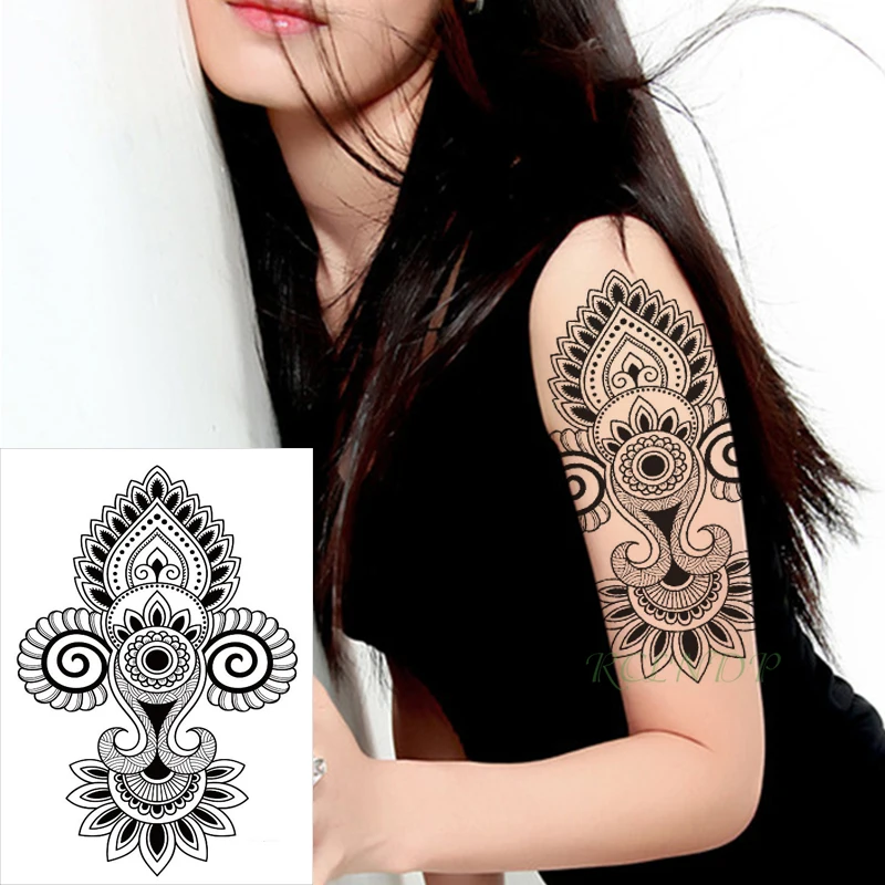 Waterproof Temporary Tattoo sticker totem datura flower petal geometric pattern big flash tatoo fake tatto for Girl Men Women | Красота и