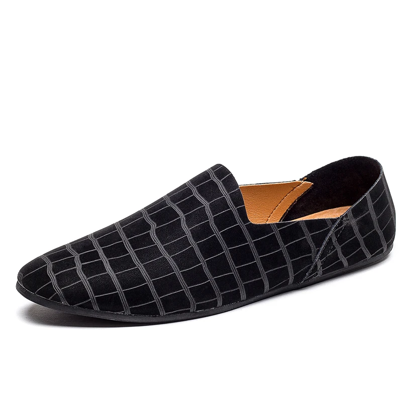 

Men Loafers Casual Leather Shoes Soft Lightweight Slip-on Driving Shoes British Style Daily Youth Flats Minimalist Shoes for Men