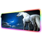 Большой игровой коврик для мыши Mairuige с RGB-подсветкой, черный точный коврик для мыши с животными, лошадью на Луне, нескользящий игровой Настольный коврик для ноутбука Xxl