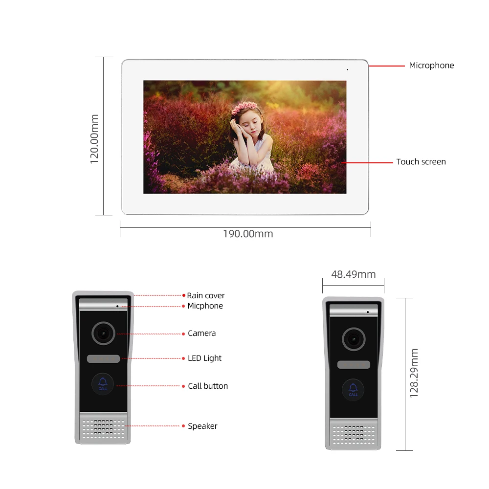 wired video intercom for home suitable for villa doorbell ir night vision hd camera access control support tuya app connection free global shipping