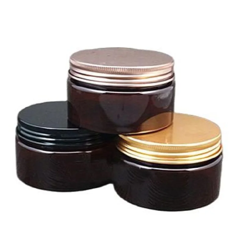 100G 100ML Plastic Cream Jar, Dark Brown Box Electroplating Aluminum Lid, High-Grade Cosmetic Packing Container, 30pcs/lot