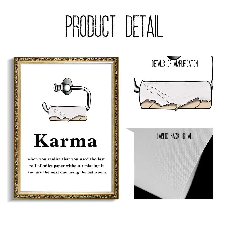 Туалетная бумага Karma скандинавский Холст Плакаты и принты настенные художественные картины на холсте настенные картины для ванной комнаты скандинавский домашний декор