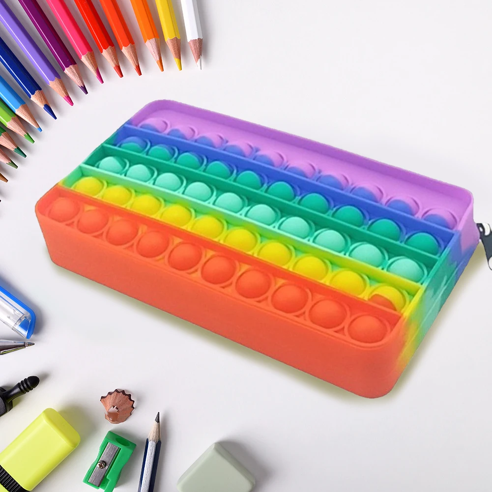 

New 20cm Pencil Case Push Bubble Toy Autism Pop Pop Stress Reliever Toys Children Learning Pencil Case Anti-stress Fidget Toys