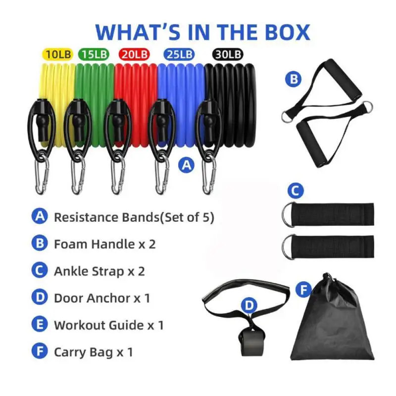 

11 Piece Fitness Pull Rope Resistance Bands Latex Strength Gym Equipment Yoga Exercise Fitness Rubber Tubes Band Stretch