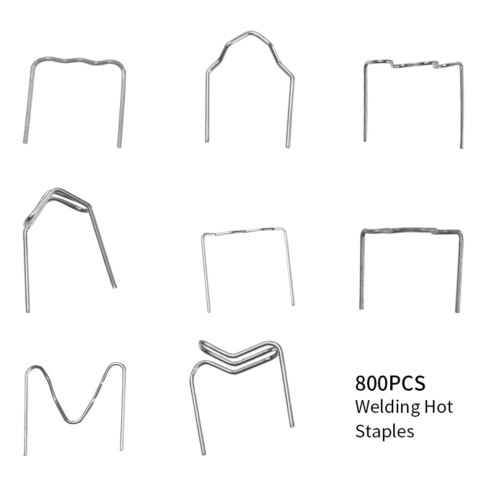 

800pcs Pre Cut Wave 8 Types Hot Stapler 0.6mm 0.8mm Professional Plastic Repair Welding Tool Bodywork Stainless Steel Car Bumper