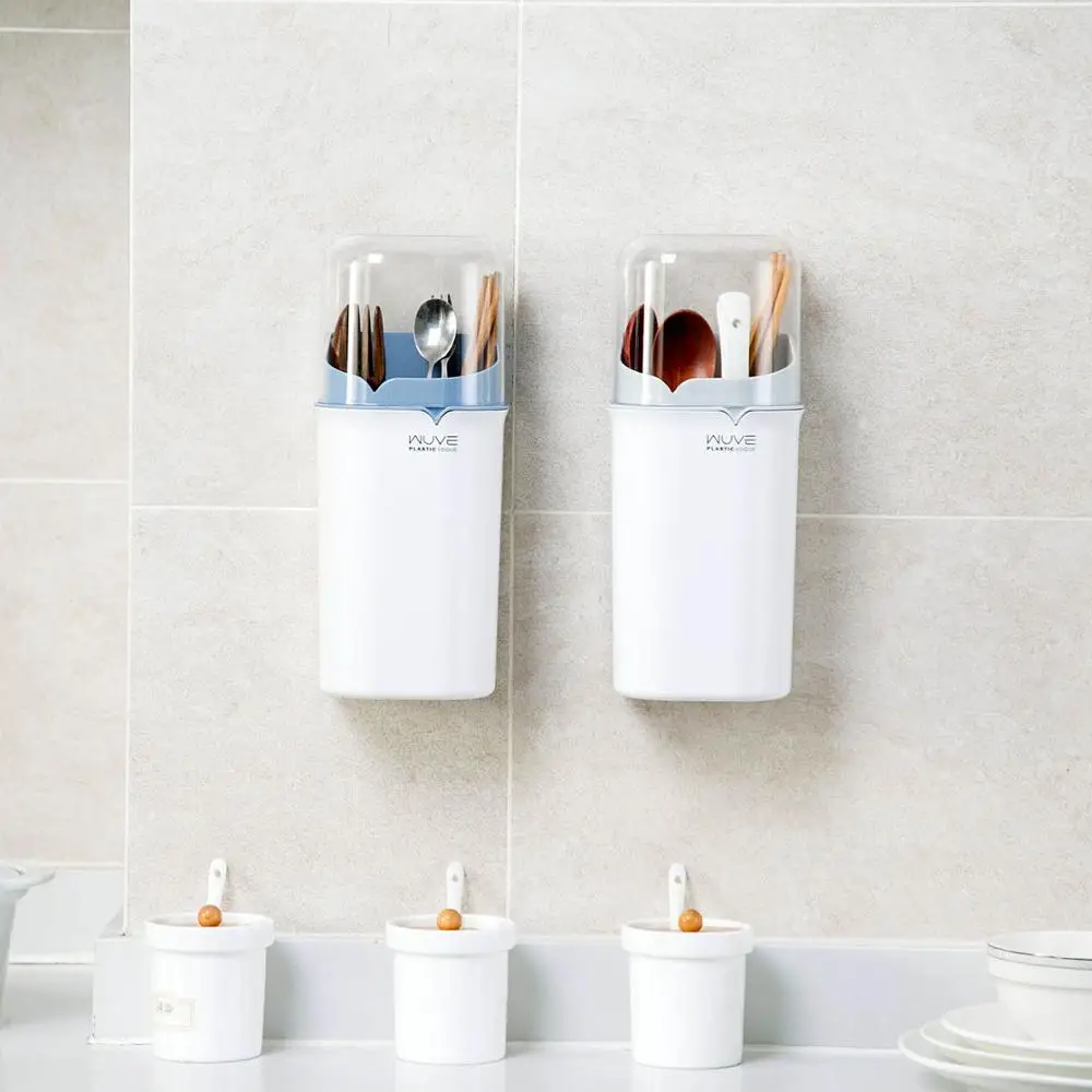 

Настенный держатель для ложки, вилки, палочек, клетка с крышкой, стойка для ножа, лопатки, органайзер без отверстий, полка для кухонной утвар...